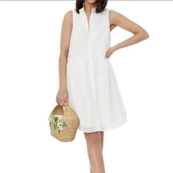 Tuckernuck Dresses & Skirts - Tuckernuck White Burnout Sleeveless Royal Shirt Dress Size S